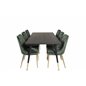 Dipp Dining Table - 180*90cm - Black / Black Brass, Velvet Deluxe Dining Chair - Green / Brass_6