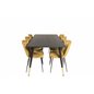 Dipp Dining Table - 180*90cm - Black / Black Brass, Limhamn Light - Chair - Gold Velvet_6