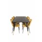 Dipp Dining Table - 180*90cm - Black / Black Brass, Limhamn Light - Chair - Gold Velvet_6