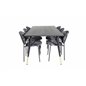 Dipp Dining Table - 180*90cm - Black / Black Brass, Vault Dining Chair - Black legs - Black Flower printed fabric_6