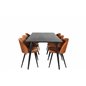 Dipp Dining Table - 180*90cm - Black Veneer / all black legs , Velvet Dining Chair - Orange / Black_6