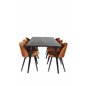 Dipp Dining Table - 180*90cm - Black Veneer / all black legs , Velvet Dining Chair - Orange / Black_6