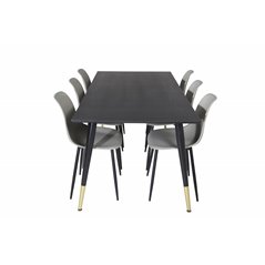 Dipp Dining Table - 180*90cm - Black / Black Brass, Polar Plastic Dining Chair - Black Legs / Grey Plastic_6