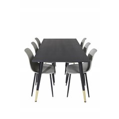 Dipp Dining Table - 180*90cm - Black / Black Brass, Polar Plastic Dining Chair - Black Legs / Grey Plastic_6