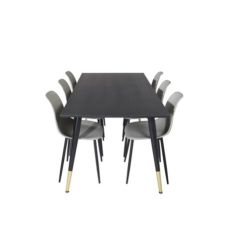 Dipp Dining Table - 180*90cm - Black / Black Brass, Polar Plastic Dining Chair - Black Legs / Grey Plastic_6