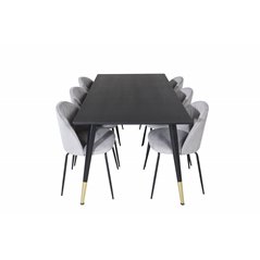 Dipp Dining Table - 180*90cm - Black / Black Brass, Wrinkles Dining Chair - Black Legs - Grey Velvet_6