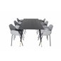 Dipp Dining Table - 180*90cm - Black / Black Brass, Comfort Plastic Dining Chair - Black Legs - Grey Plastic_6