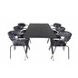 Dipp Dining Table - 180*90cm - Black / Black Brass, Arrow armchair - Black Legs - Black Flower printed Fabric_6