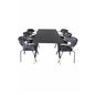 Dipp Dining Table - 180*90cm - Black / Black Brass, Arrow armchair - Black Legs - Black Flower printed Fabric_6