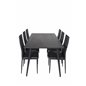 Dipp Dining Table - 180*90cm - Black Veneer / all black legs , Slim High Back Dining Chair - Black Legs - Black PU_6