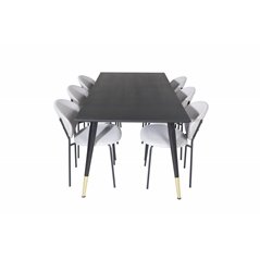 Dipp Dining Table - 180*90cm - Black / Black Brass, Vault Dining Chair - Black Legs - Grey Fabric_6