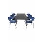 Dipp Dining Table - 180*90cm - Black / Black Brass, Arrow armchair - Black Legs - Blue Velvet_6