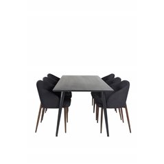 Dipp Dining Table - 180*90cm - Black Veneer / all black legs , Arch Dining Chair - Walnut Legs - Black Fabric_6