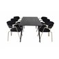 Dipp Dining Table - 180*90cm - Black Veneer / all black legs , Arrow armchair - Brass Legs - Black Velvet_6