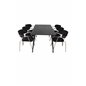 Dipp Dining Table - 180*90cm - Black Veneer / all black legs , Arrow armchair - Brass Legs - Black Velvet_6