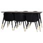 Dipp Dining Table - 180*90cm - Black / Black Brass, Velvet Dining Chair Brass - Black / Black_6