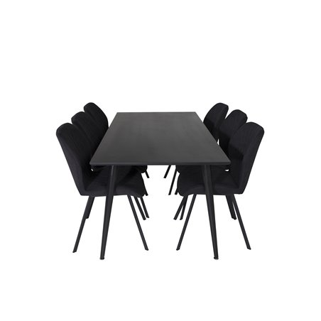 Dipp Dining Table - 180*90cm - Black Veneer / all black legs , Gemma Dining Chair - Black Legs - Black Fabric_6