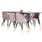 Dipp Dining Table - 180*90cm - Black / Black Brass, Velvet Dining Chair Brass - Pink / Black_6