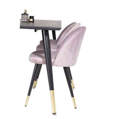 Dipp Dining Table - 180*90cm - Black / Black Brass, Velvet Dining Chair Brass - Pink / Black_6