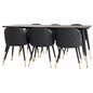 Dipp Dining Table - 180*90cm - Black / Black Brass, Velvet Dining Chair w, Stiches - PU - Black / Black_6