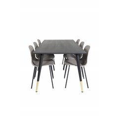 Dipp Dining Table - 180*90cm - Black / Black Brass, Arctic Dining Chair - Black Legs - Khaki Plastic_6