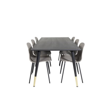 Dipp Dining Table - 180*90cm - Black / Black Brass, Arctic Dining Chair - Black Legs - Khaki Plastic_6