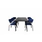 Dipp Dining Table - 180*90cm - Black Veneer / all black legs , Arrow armchair - Black Legs - Blue Velvet_6