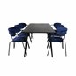 Dipp Dining Table - 180*90cm - Black Veneer / all black legs , Arrow armchair - Black Legs - Blue Velvet_6