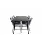 Dipp Dining Table - 180*90cm - Black Veneer / all black legs , Muce Dining Chair - Black Legs - Grey Velvet_6