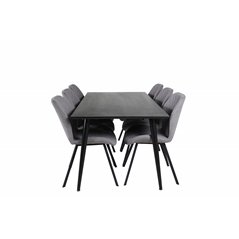 Dipp Dining Table - 180*90cm - Black Veneer / all black legs , Gemma Dining Chair - Black Legs - Grey Fabric_6