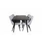 Dipp Dining Table - 180*90cm - Black Veneer / all black legs , Velvet Deluxe Dining Chair - Black Legs - Light Grey Fabric_6