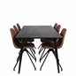 Dipp Dining Table - 180*90cm - Black Veneer / all black legs , Polar Dining Chair with Spin function - black Legs - Brown PU - W