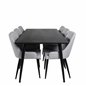 Dipp Dining Table - 180*90cm - Black Veneer / all black legs , Plaza Dining chair - Black legs - Light Grey Fabric_6