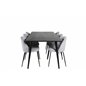 Dipp Dining Table - 180*90cm - Black Veneer / all black legs , Wrinkles Dining Chair - Black Legs - Grey Velvet_6