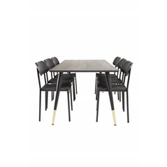 Dipp Dining Table - 180*90cm - Black / Black Brass, Polly Dining Chair - Black / Black_6