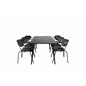 Dipp Dining Table - 180*90cm - Black Veneer / all black legs , Arrow armchair - Black Legs - Black Flower printed Fabric_6