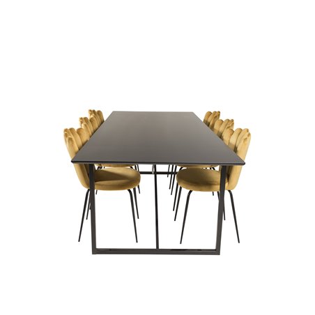 Palace Dining Table - 240*100*H75 - Black / Black, Limhamn Light - Chair - Gold Velvet_6