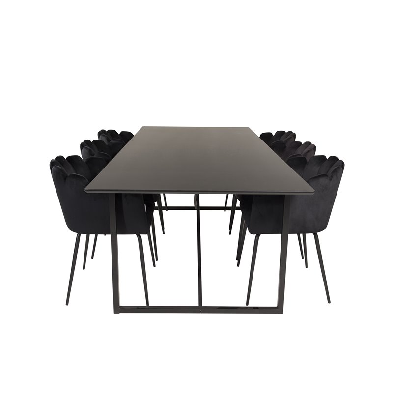 Palace Dining Table - 240*100*H75 - Black / Black, Limhamn - Chair - Black Velvet_6