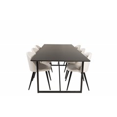 Palace Dining Table - 240*100*H75 - Black / Black, Velvet Dining Chair Corduroy - Beige / Black_6