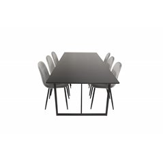 Palace Dining Table - 240*100*H75 - Black / Black, Polar Dining Chair - Black legs / Light Grey Velvet (ersätter 19902-885)_6