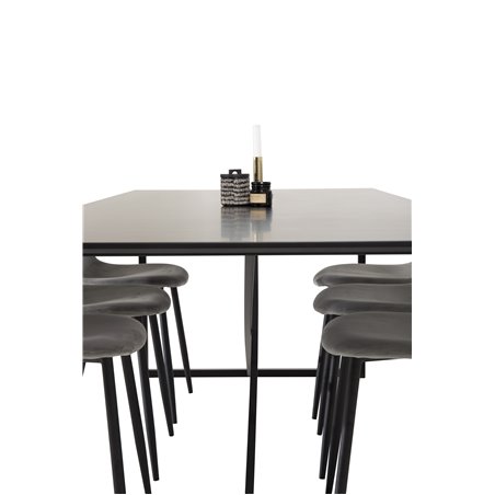 Palace Dining Table - 240*100*H75 - Black / Black, Polar Dining Chair - Black legs / Light Grey Velvet (ersätter 19902-885)_6