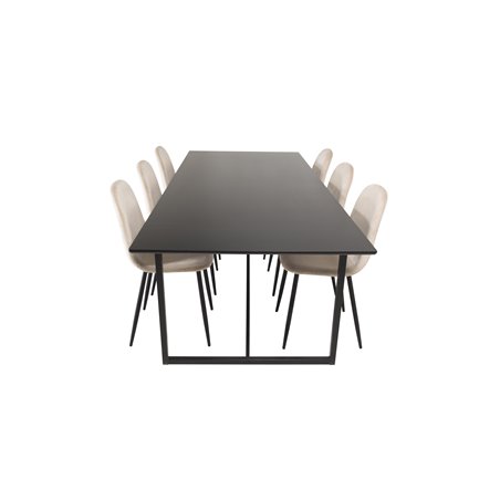 Palace Dining Table - 240*100*H75 - Black / Black, Polar Dining Chair- Black legs / Beige Velvet (ersätter 19902-880)_6