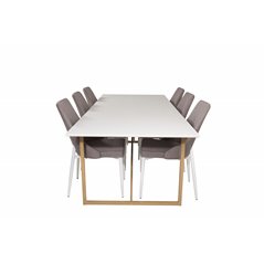 Palace Dining Table - 240*100*H75 - White / Oak, Leone 2,0 Dining Chair - Grey / White_6