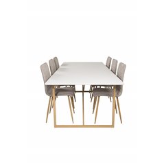 Palace Dining Table - 240*100*H75 - White / Oak, Windu Lyx Dining Chair - Light Grey / Oak_6