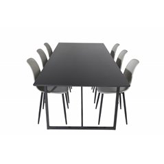 Palace Dining Table - 240*100*H75 - Black / Black, Polar Plastic Dining Chair - Black Legs / Grey Plastic_6