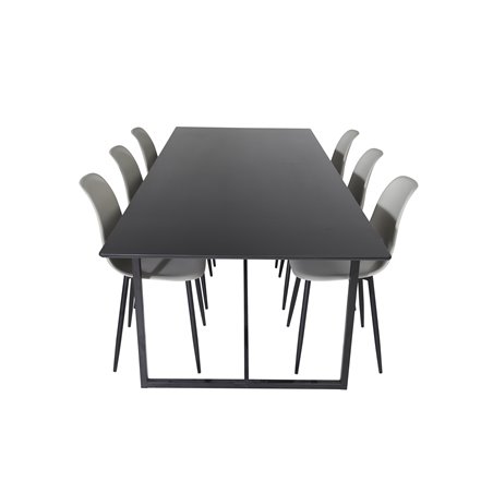 Palace Dining Table - 240*100*H75 - Black / Black, Polar Plastic Dining Chair - Black Legs / Grey Plastic_6