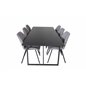 Palace Dining Table - 240*100*H75 - Black / Black, Gemma  Dining Chair - Black Legs - Grey Fabric_6