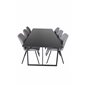 Palace Dining Table - 240*100*H75 - Black / Black, Gemma  Dining Chair - Black Legs - Grey Fabric_6