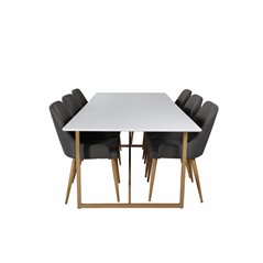 Palace Dining Table - 240*100*H75 - White / Oak, Plaza Dining Chair - Dark Grey / Oak_6