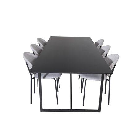 Palace Dining Table - 240*100*H75 - Black / Black, Vault Dining Chair - Black Legs - Grey Fabric_6